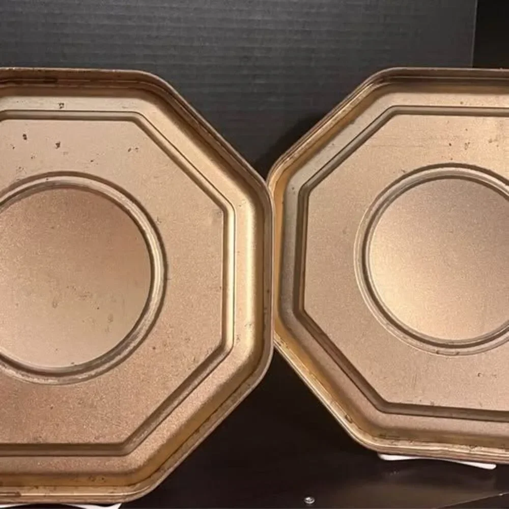 Vintage Mid Century Guildcraft Greek Neo-Classical Octagon Toleware Plaques - Pa